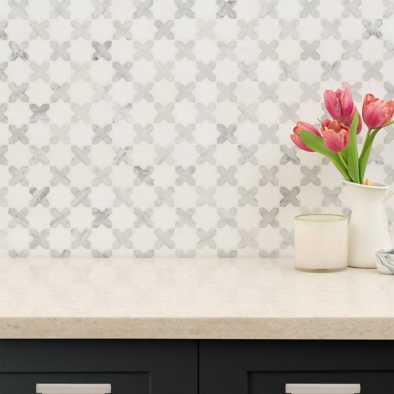 MSI Vera Anne Pattern 11.75" x 12" Polished Marble Mosaic Tile