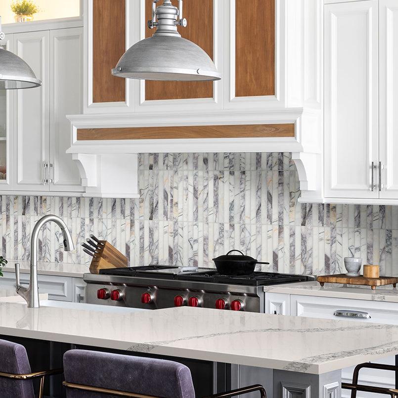 MSI Scollopini Lilac Pattern 11.5" x 11.75" Honed Marble Mosaic Tile