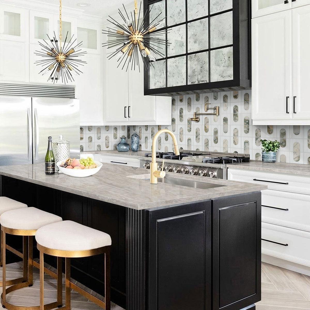 MSI Bianco Dolomite Moderno 11.75" x 12" Honed Marble Mosaic Tile