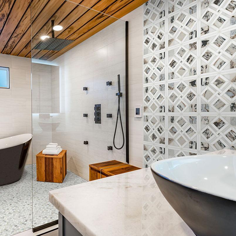 MSI Tessere Pattern 12" x 12" Polished Marble Mosaic Tile