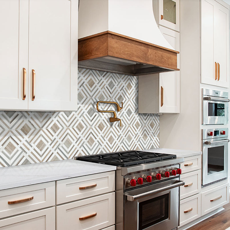 MSI Wellington Pattern 12" x 12" Polished Marble Mosaic Tile