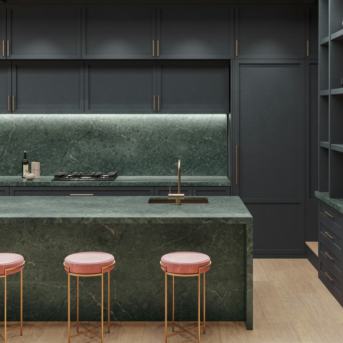 Cosentino Silestone Le Chic Collection Jardin Emerald 128" x 62" Polished Quartz Slab