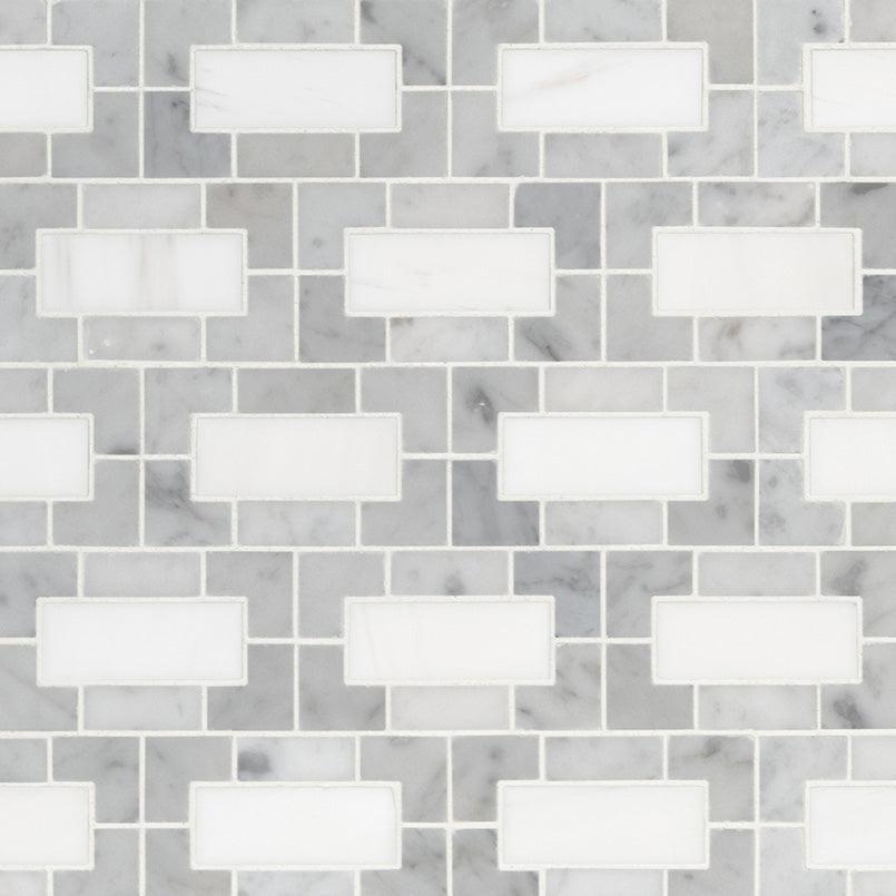 MSI Bianco Dolomite Lynx Grey 12" x 12" Polished Marble Mosaic Tile
