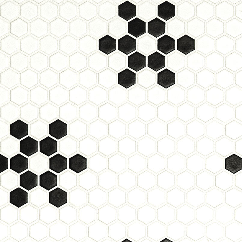 MSI White And Black Mod Petal Pattern 11.75" x 12" Matte Porcelain Mosaic Tile