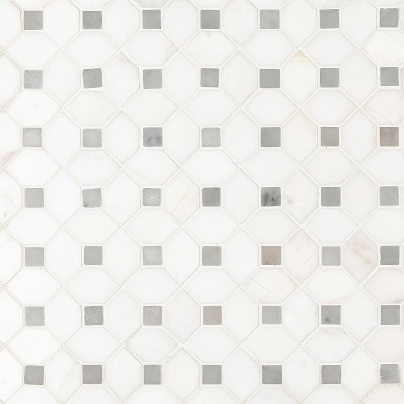 MSI Bianco Dolomite Crema Dotty Grey Pattern 12.25" x 12.5" Polished Marble Mosaic Tile
