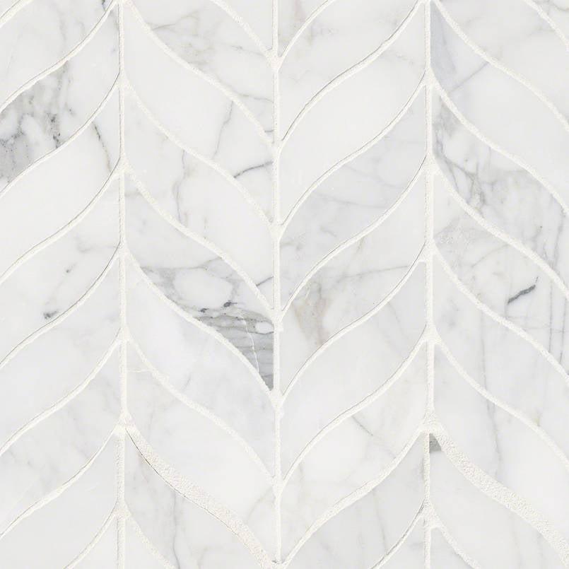 MSI Calacatta Cressa Leaf Pattern 11" x 11" Honed Marble Mosaic Tile