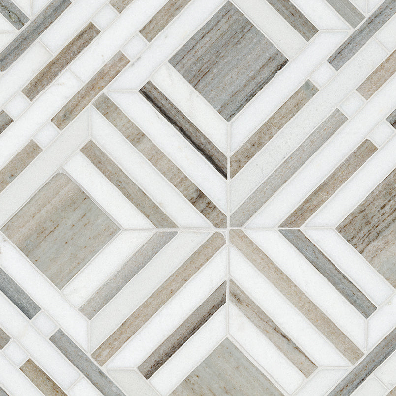 MSI Wellington Pattern 12" x 12" Polished Marble Mosaic Tile