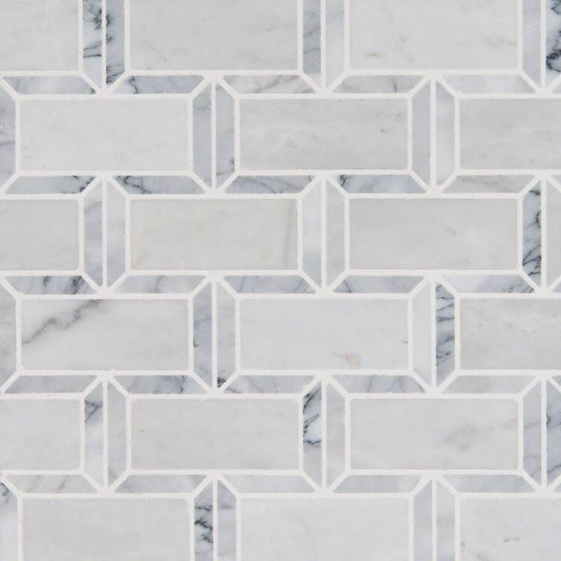 MSI Framework Geometric Subway (2" x 4" Pieces) 12" x 12" Polished Marble Mosaic Tile
