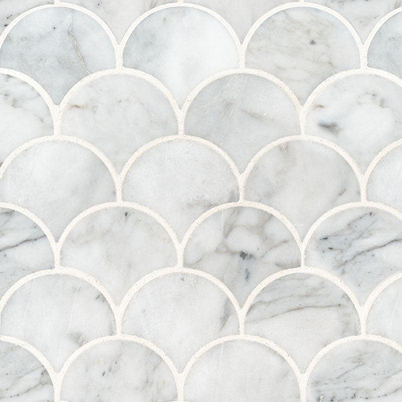 MSI Calacatta Blanco Scallop 11.5" x 11.5" Polished Marble Mosaic Tile