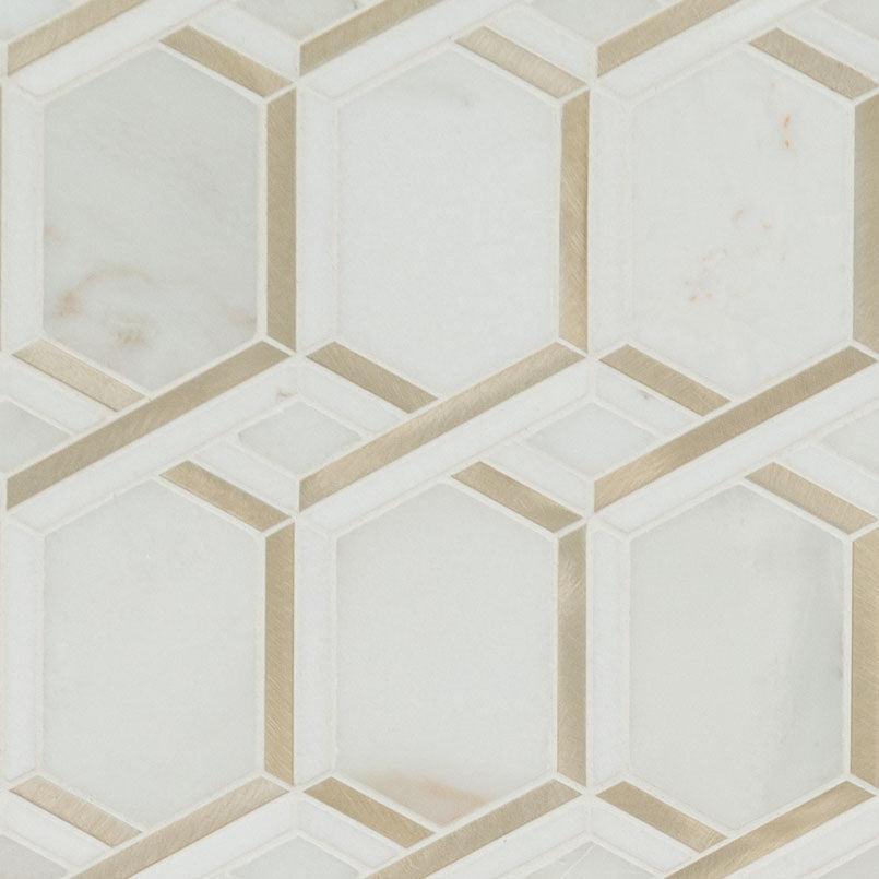 MSI Luxor Royal Link Gold Pattern 11.75" x 12" Mixed Finish Marble & Metal Mosaic Tile