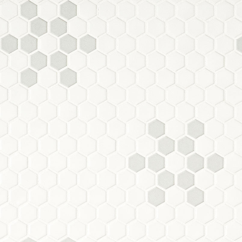 MSI White And Gray Mod Petal Pattern 11.75" x 12" Matte Porcelain Mosaic Tile