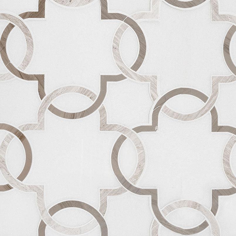 MSI Bianco Quatrefoil 12" x 12" Polished Marble Mosaic Tile