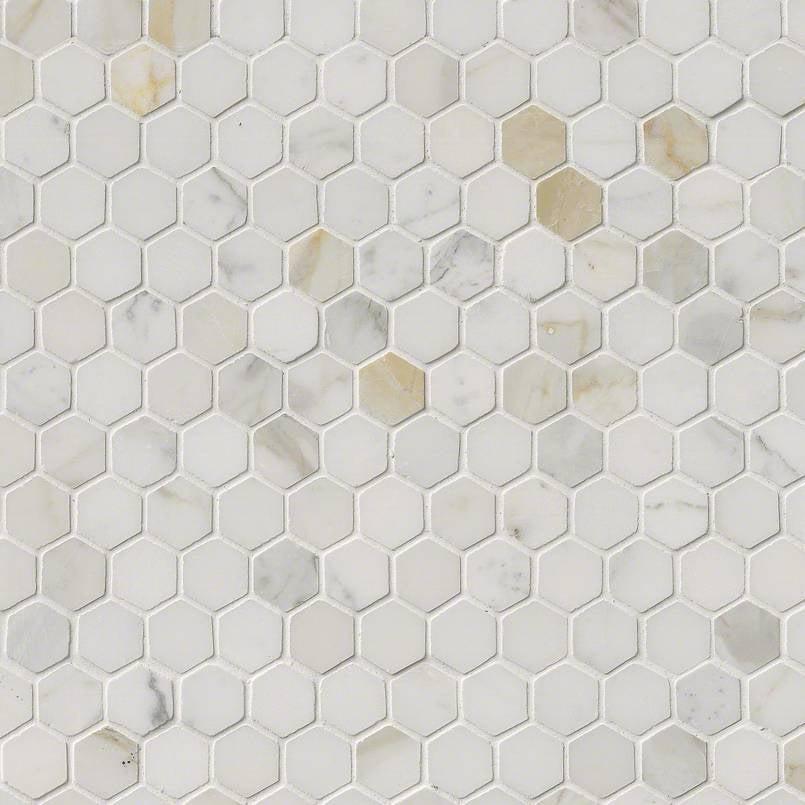 MSI Calacatta Gold Hexagon (1" Pieces) 12" x 12" Polished Marble Mosaic Tile