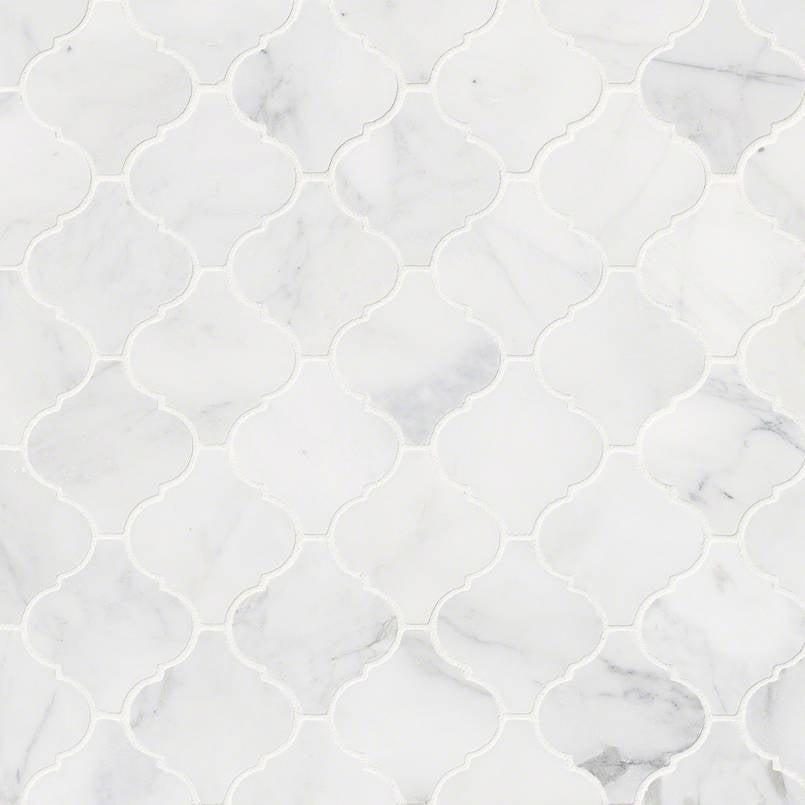 MSI Calacatta Cressa Arabesque 12" x 12" Matte Marble Mosaic Tile
