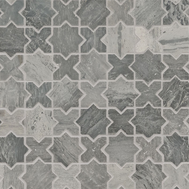MSI Montague Blue Oak Pattern 11.75" x 12" Matte Marble Mosaic Tile
