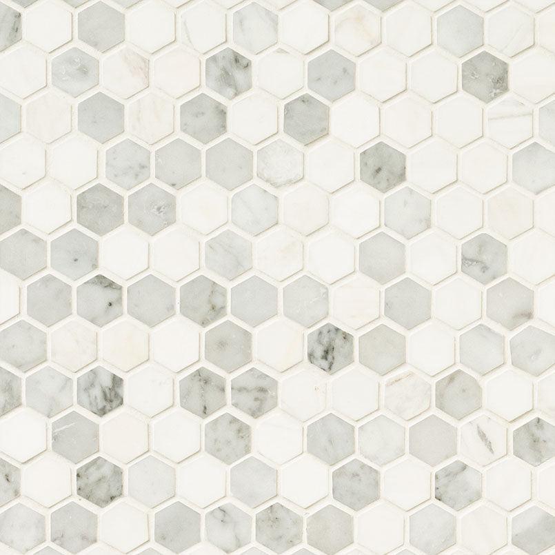 MSI Bianco Dolomite Tibi (1" Hexagon Pieces) 11.75" x 11.75" Polished Marble Mosaic Tile