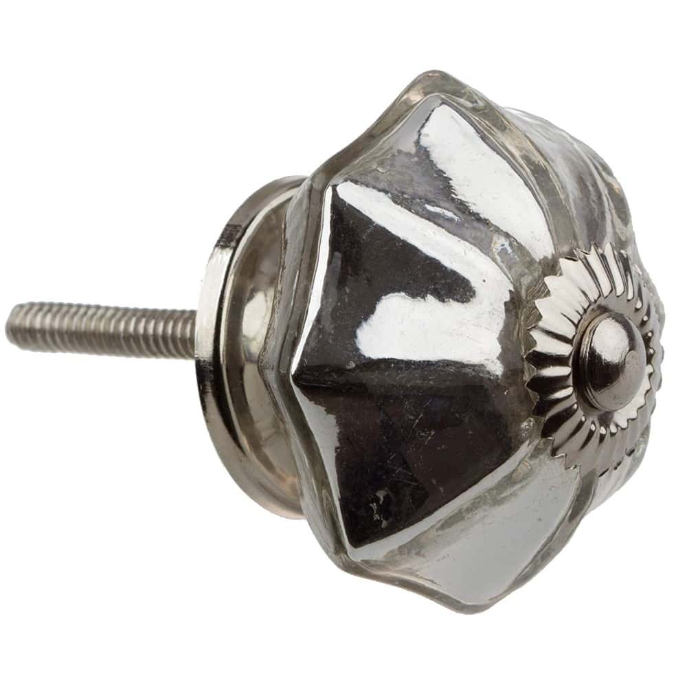 2" (51mm) Silver Octagon Mercury Glass Cabinet Knob