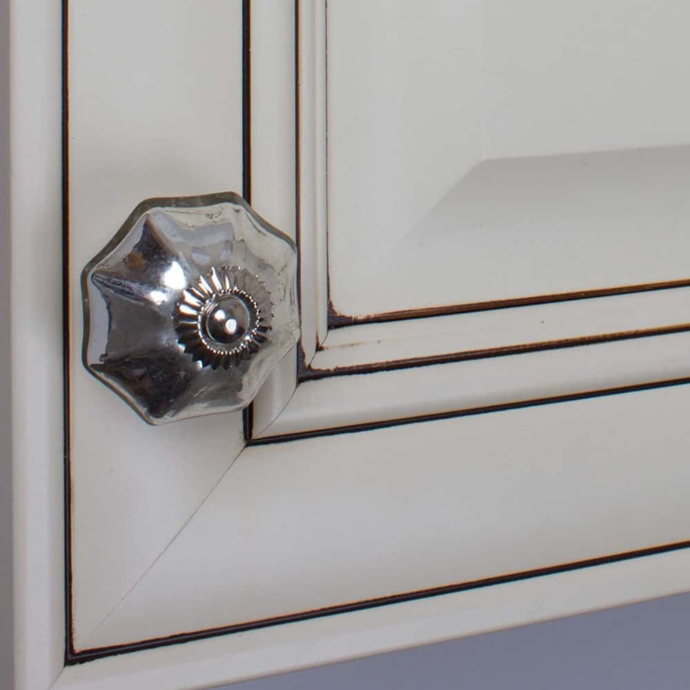 2" (51mm) Silver Octagon Mercury Glass Cabinet Knob