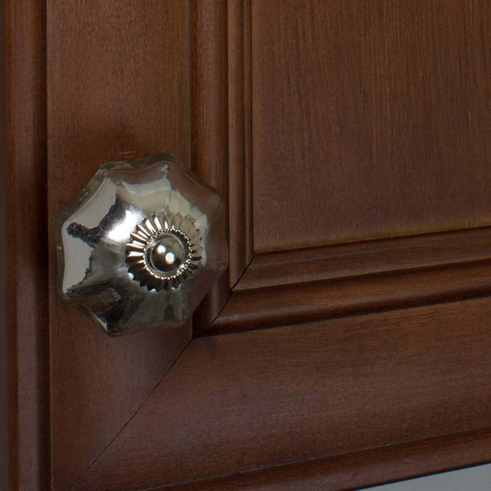 2" (51mm) Silver Octagon Mercury Glass Cabinet Knob