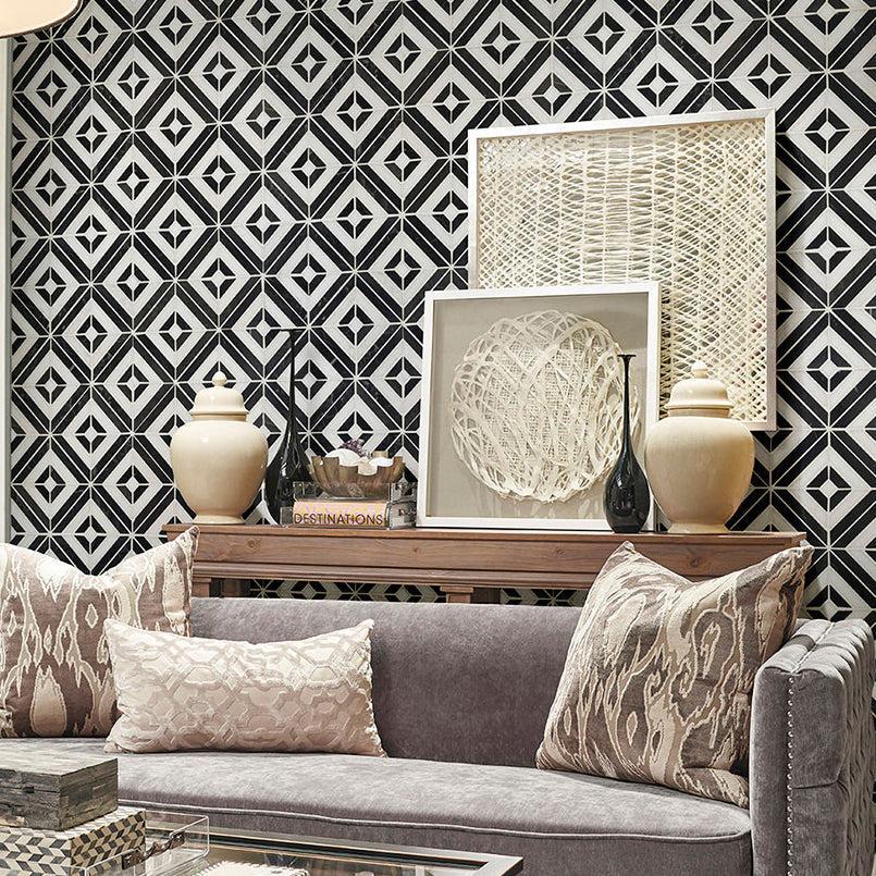 MSI Rhombix Nero Geometric 12" x 12" Polished Marble Mosaic Tile