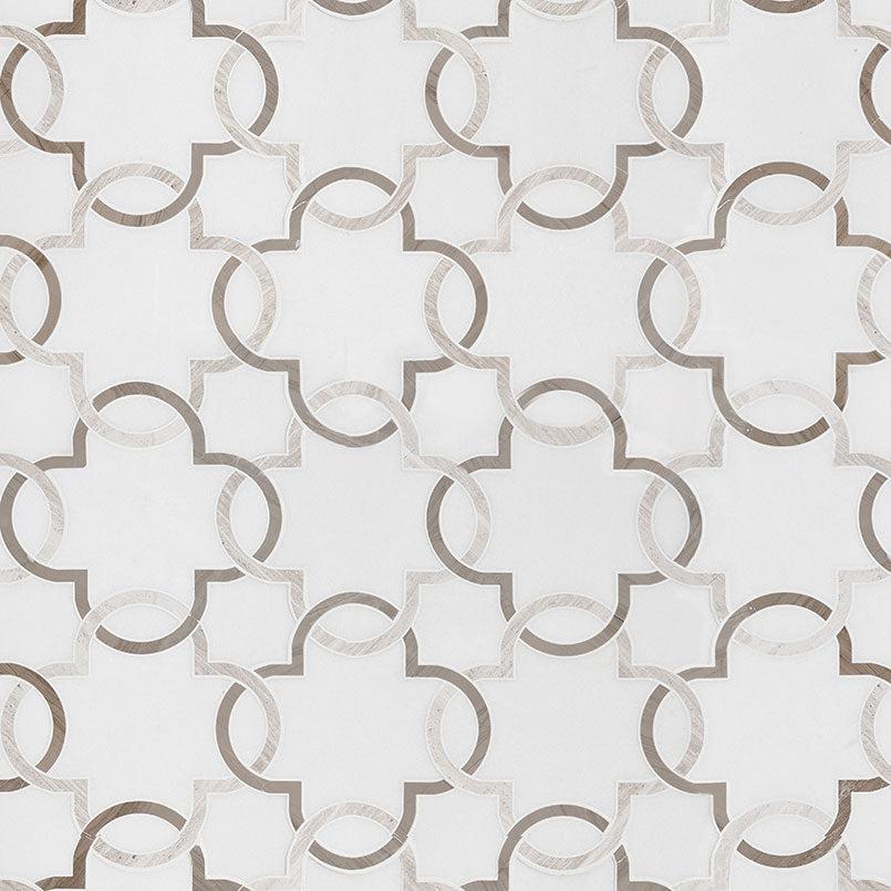 MSI Bianco Quatrefoil 12" x 12" Polished Marble Mosaic Tile