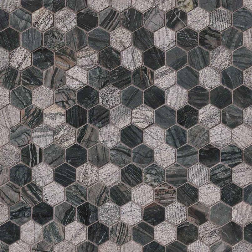 MSI Henley Hexagon (2" Pieces) 11.75" x 12" Multi-Finish Marble Mosaic Tile