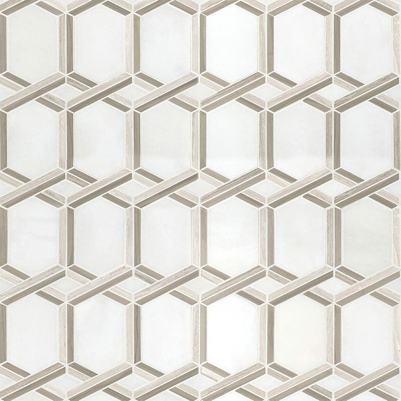 MSI Royal Link Geometric 12.25" x 12.5" Polished Marble Mosaic Tile
