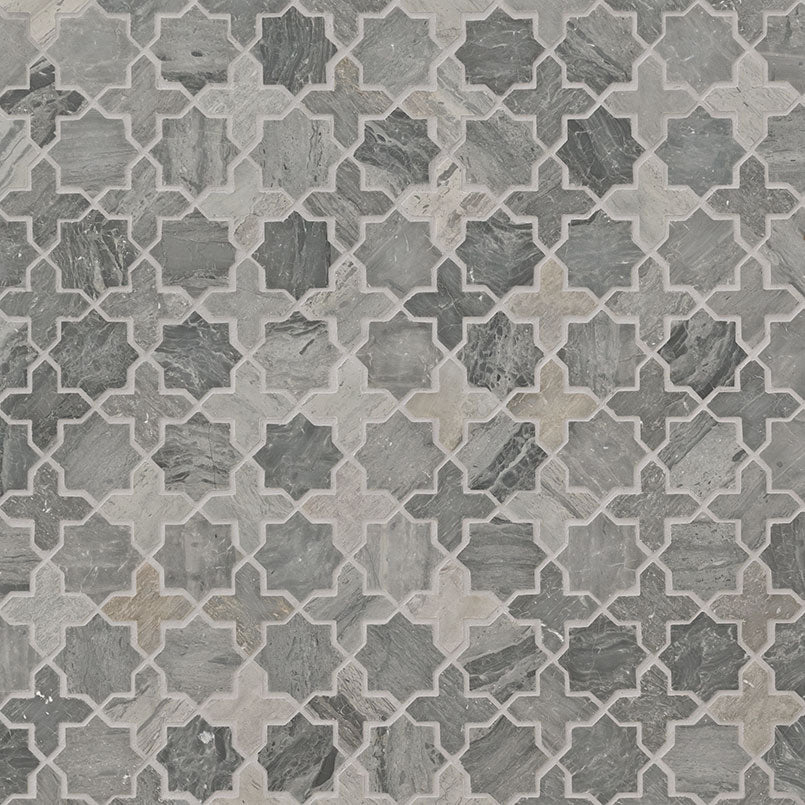 MSI Montague Blue Oak Pattern 11.75" x 12" Matte Marble Mosaic Tile