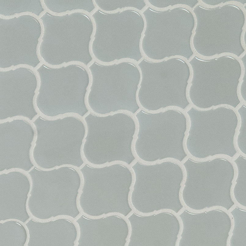 MSI Gray Glossy Arabesque 12" x 12" Polished Porcelain Mosaic Tile