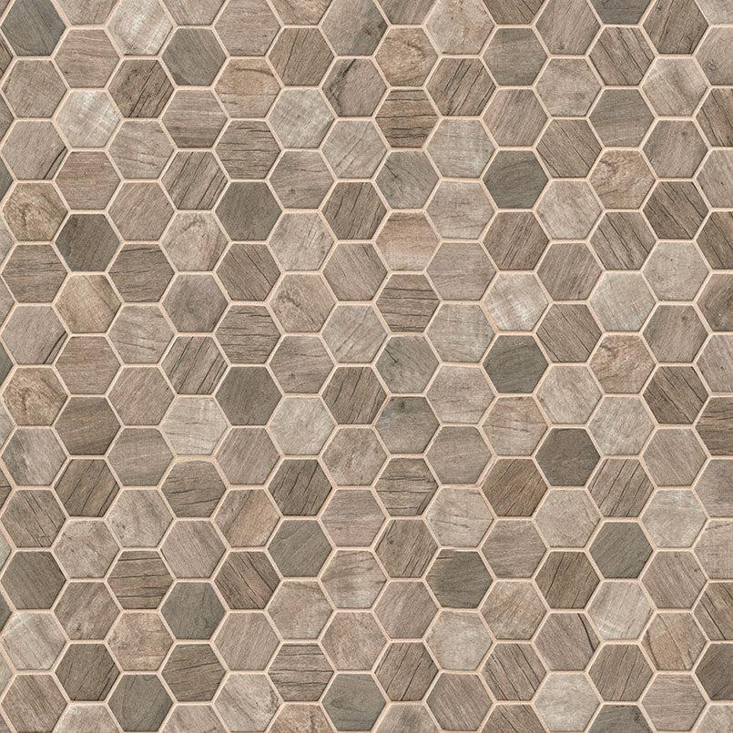 MSI Driftwood Hexagon (2" Pieces) 11.75" x 12" Matte Recycled Glass Mosaic Tile
