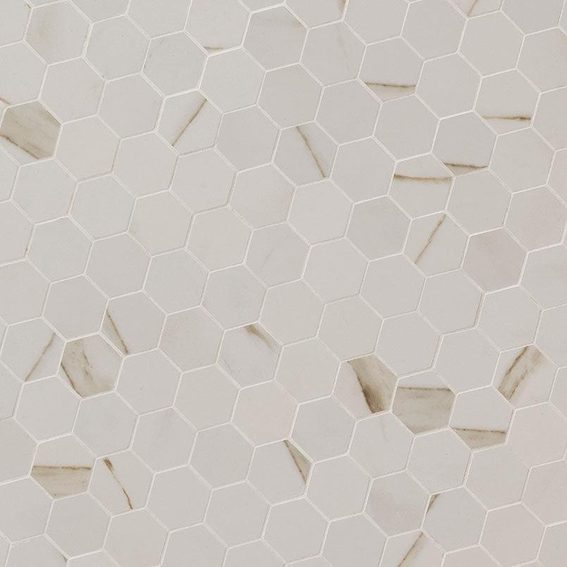 MSI Calacatta Porcelain (2" Pieces) 11.75" x 12" Matte Porcelain Mosaic Tile