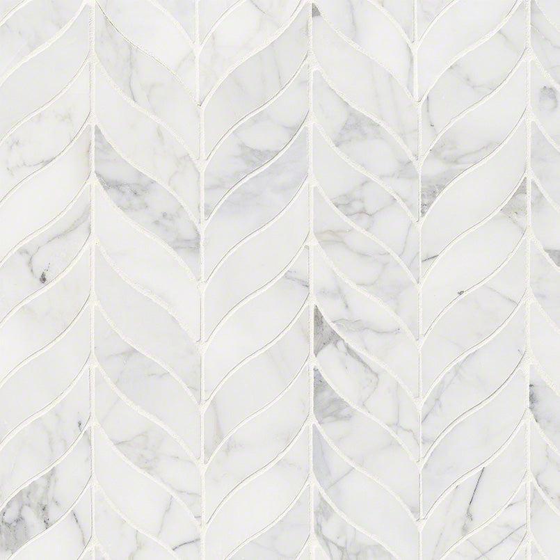 MSI Calacatta Cressa Leaf Pattern 11" x 11" Honed Marble Mosaic Tile
