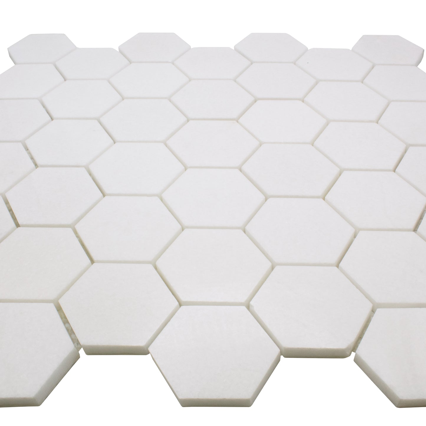 ET Hexagon Thassos Polished (2" x 2" pieces) 11.75" x 12" Marble Mosaic Tile