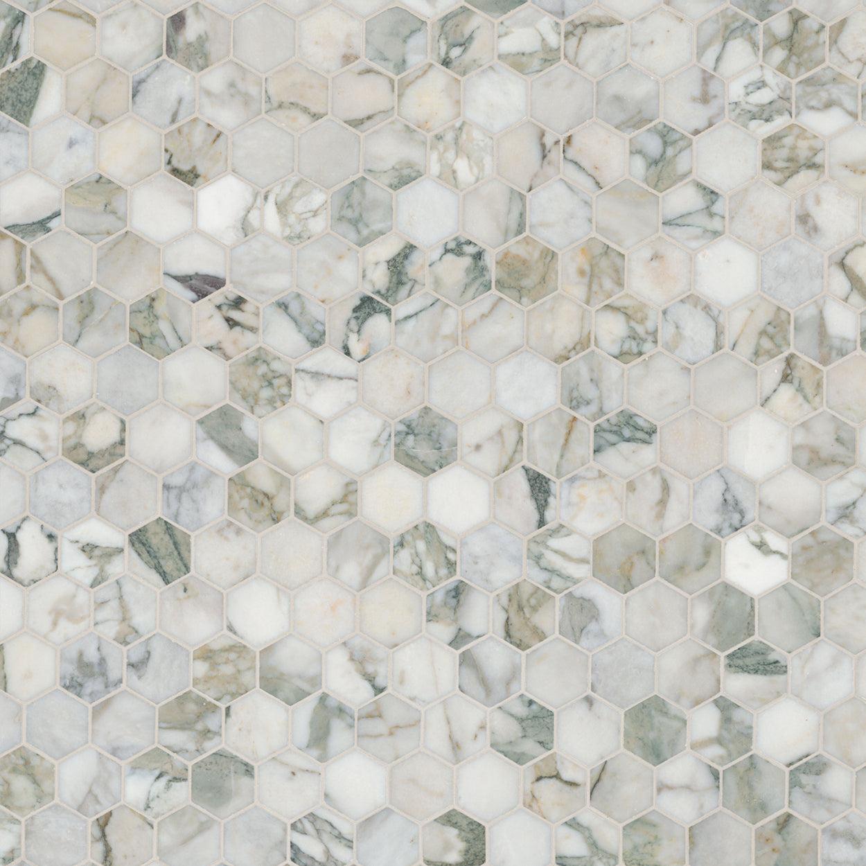 MSI Coronado Hexagon (2" Pieces) 11.25" x 11.25" Honed Marble Mosaic Tile