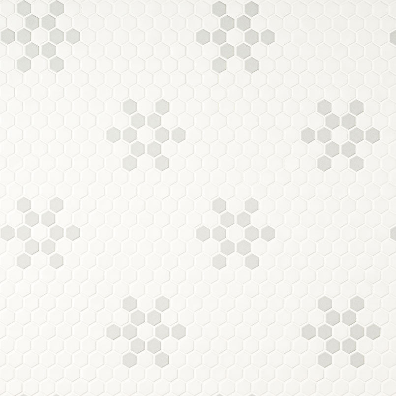 MSI White And Gray Mod Petal Pattern 11.75" x 12" Matte Porcelain Mosaic Tile