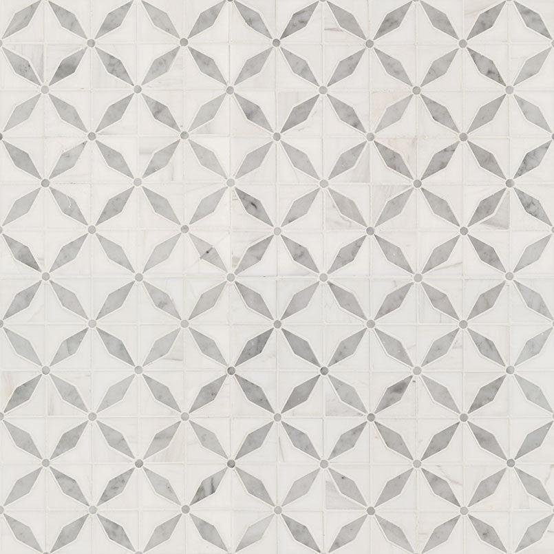 MSI Bianco Starlite Geometric 12" x 12" Polished Marble Mosaic Tile