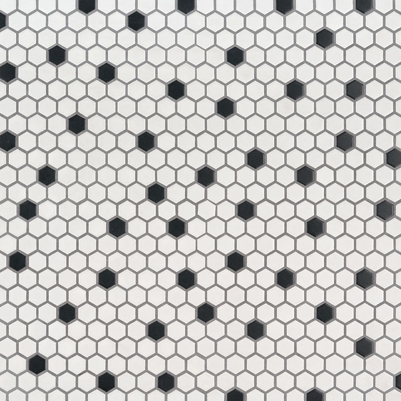 MSI Black And White (1" Hexagon Pieces) 12" x 12" Matte Porcelain Mosaic Tile