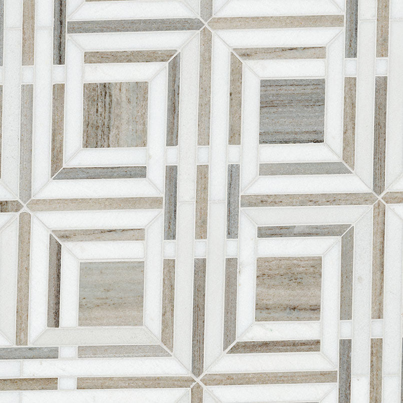 MSI Wellington Pattern 12" x 12" Polished Marble Mosaic Tile