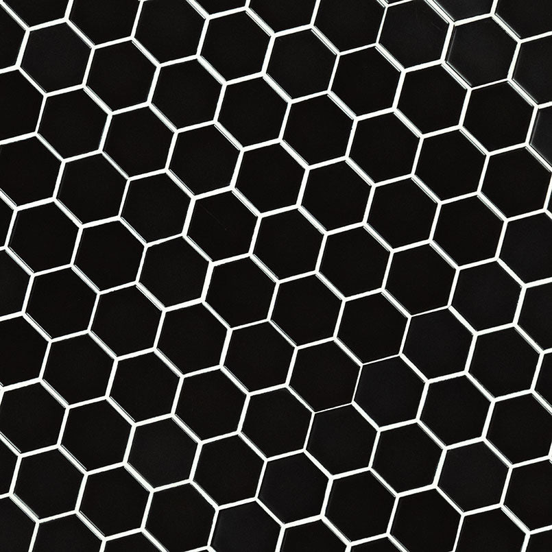 MSI Black Hexagon (2" Pieces) 11.75" x 11.75" Matte Porcelain Mosaic Tile