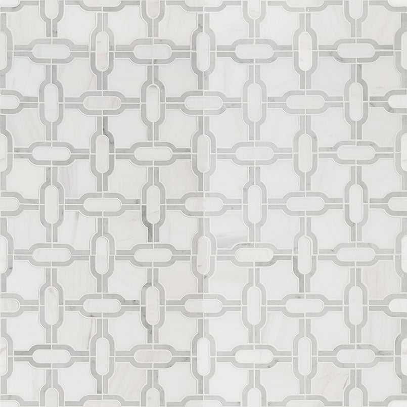 MSI Bianco Dolomite Gridwork 12" x 12" Polished Marble Mosaic Tile
