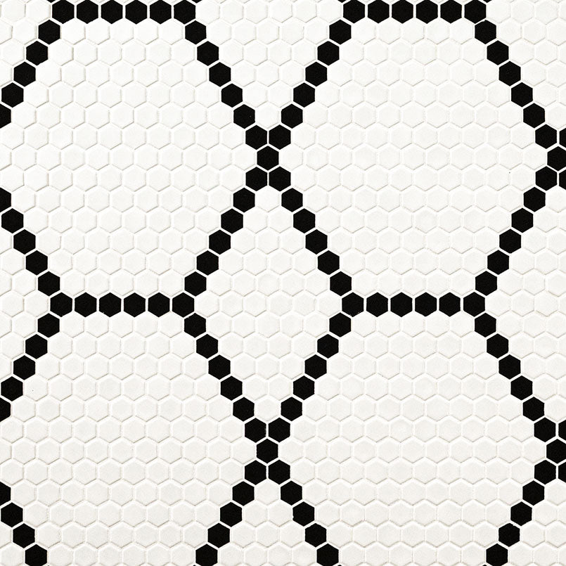 MSI White And Black Hive Pattern 11.75" x 12" Matte Porcelain Mosaic Tile