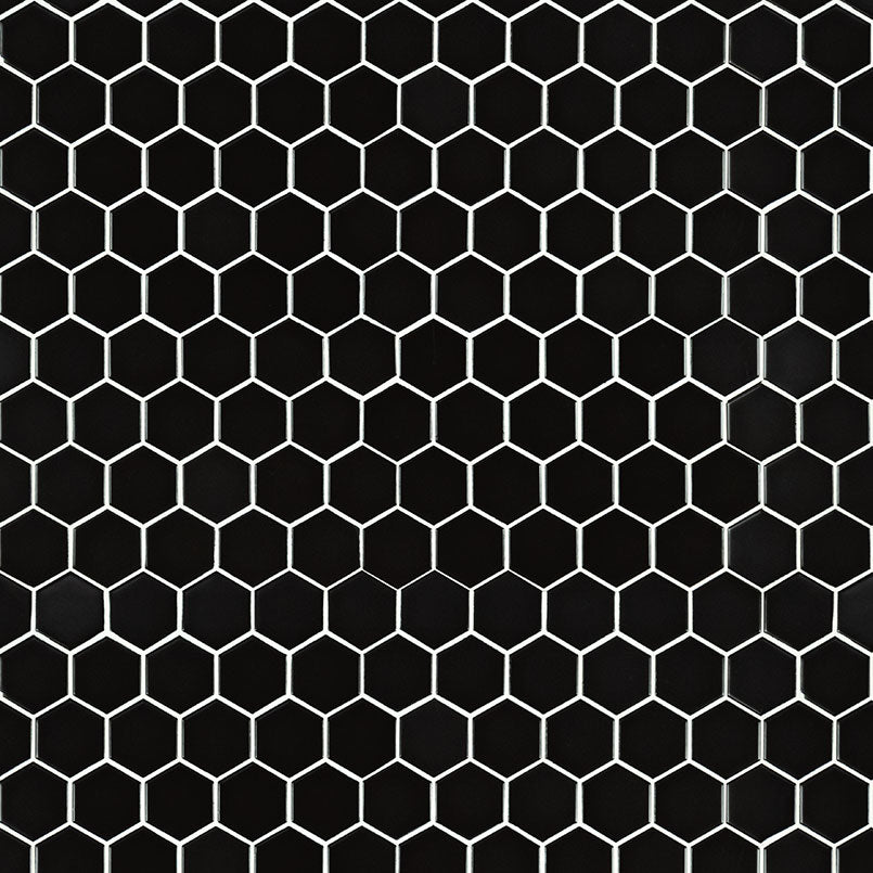 MSI Black Hexagon (2" Pieces) 11.75" x 11.75" Matte Porcelain Mosaic Tile