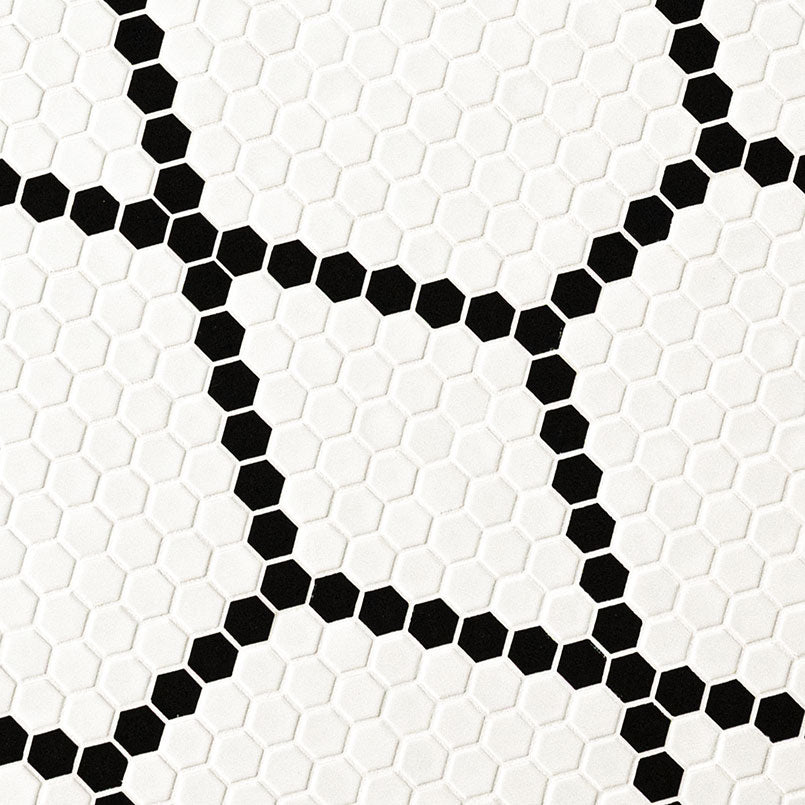 MSI White And Black Hive Pattern 11.75" x 12" Matte Porcelain Mosaic Tile