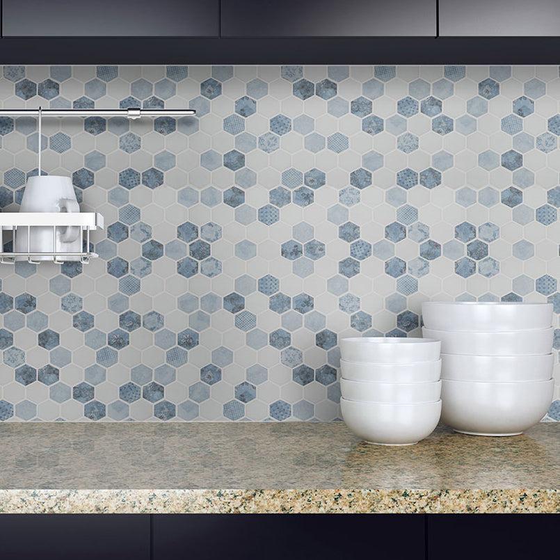 MSI Vista Azul Hexagon (2" Pieces) 11.75" x 12" Polished Glass Mosaic Tile