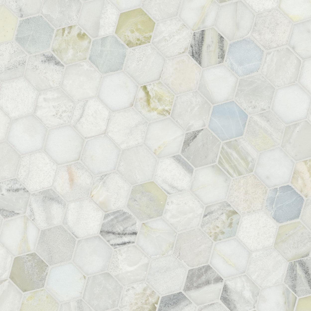 MSI Cloudland Hexagon (2" Pieces) 11.75" x 12" Polished Marble Mosaic Tile