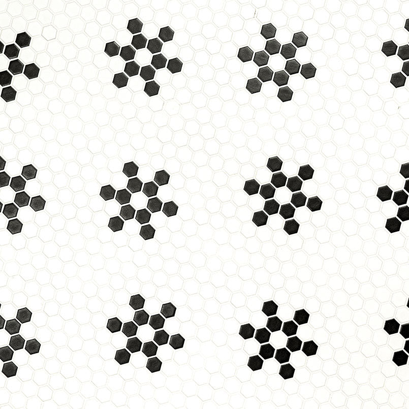 MSI White And Black Mod Petal Pattern 11.75" x 12" Matte Porcelain Mosaic Tile