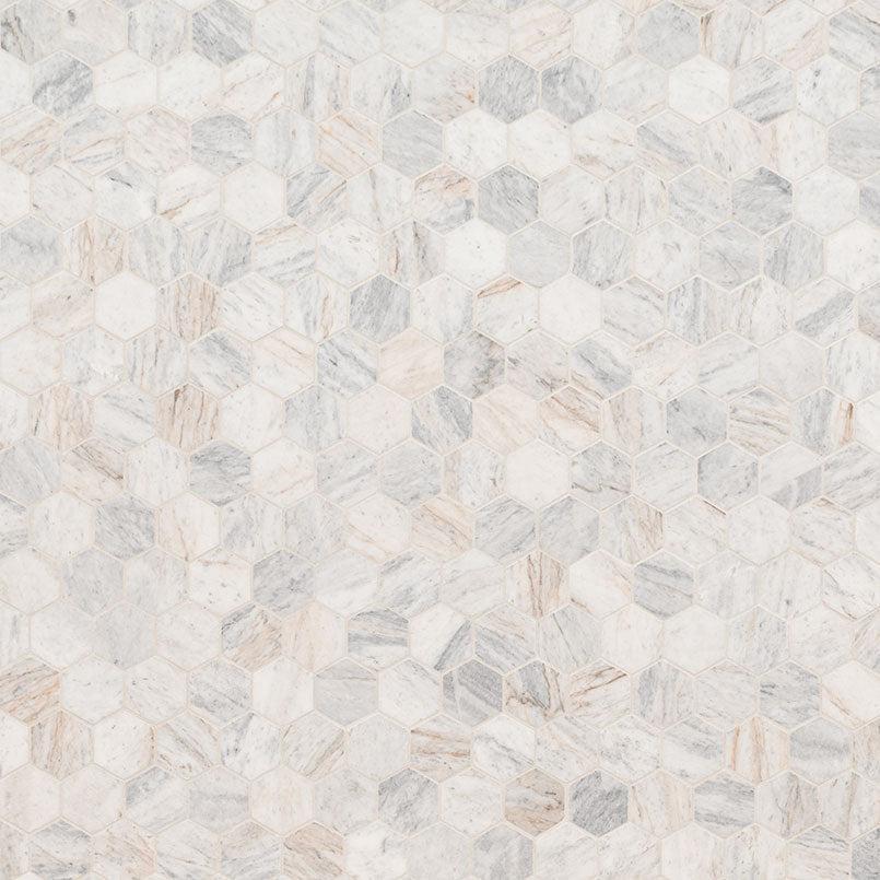 MSI Capri Blue Hexagon (2" Pieces) 11.75" x 12" Matte Marble Mosaic Tile