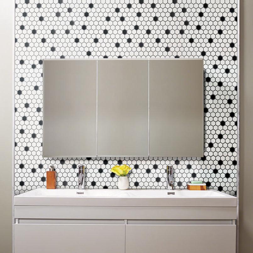 MSI Black And White (1" Hexagon Pieces) 12" x 12" Matte Porcelain Mosaic Tile