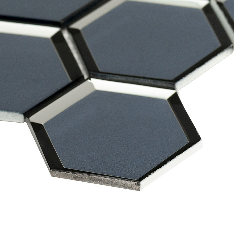 MSI Vague Blue Hexagon (3" Pieces) 11.25" x 11.5" Polished Glass Mosaic Tile