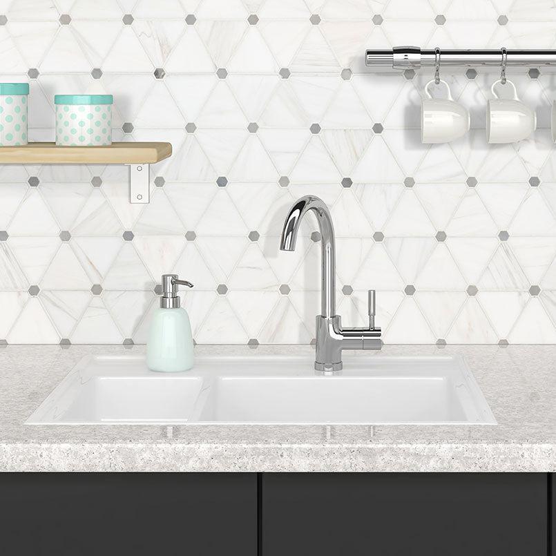 MSI Bianco Dolomite Pinwheel 12.75" x 13" Polished Marble Mosaic Tile